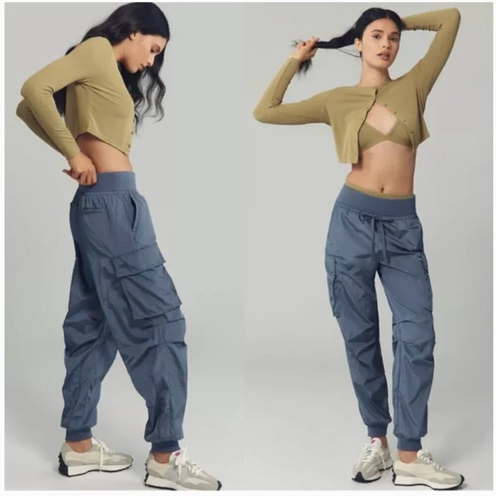NWT Daily Practice Anthropologie Silky Cargo Baggy Jogger Pants, Medium